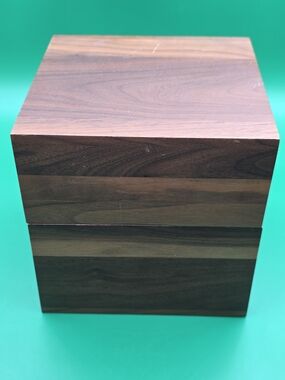 Vintage Kustom Kraft Walnut Wood Cube Keepsake Box (7" x 7" x 7.5")